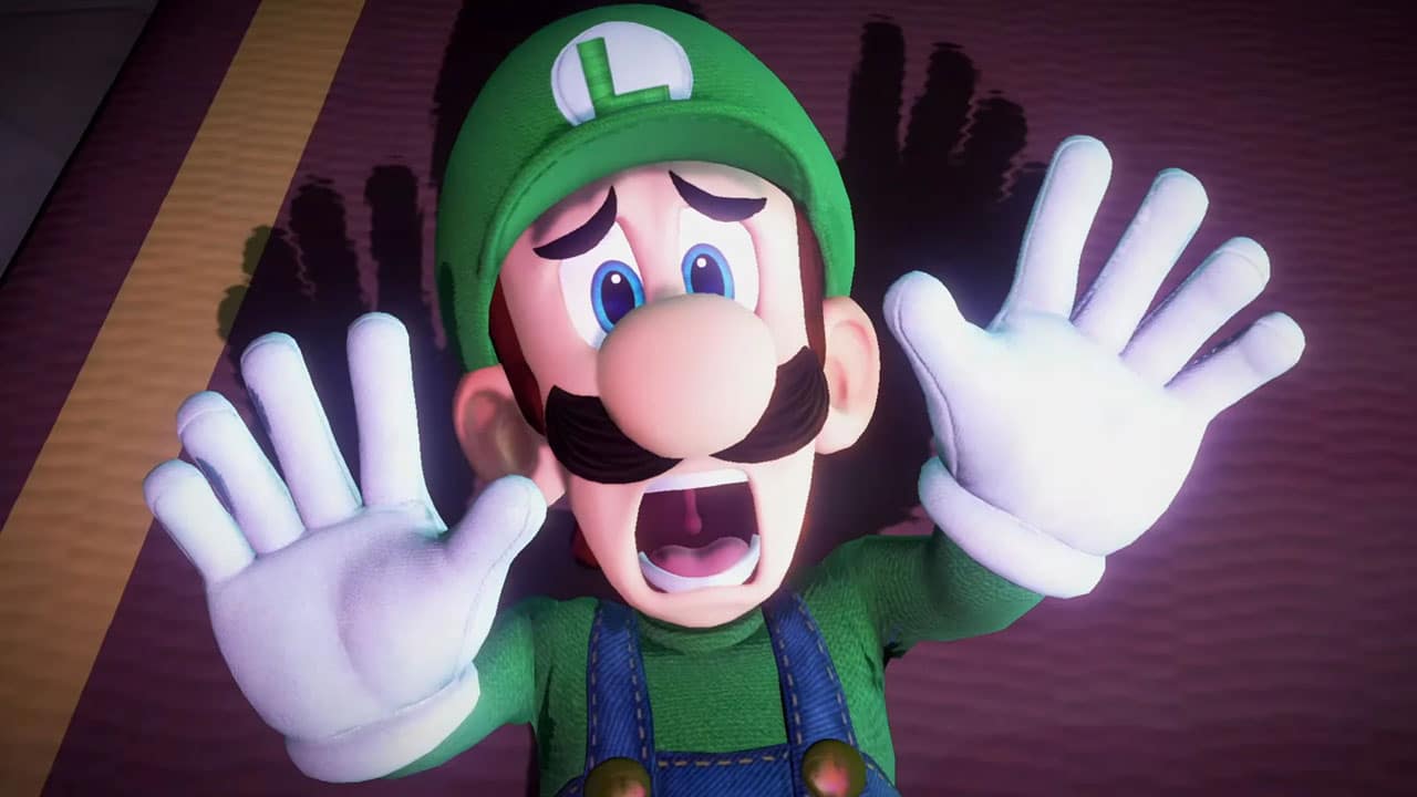 Luigi screaming at the camera