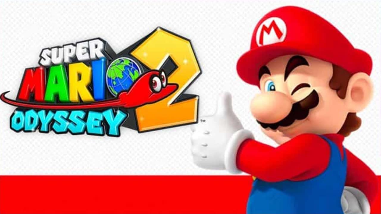 Mario next to a logo for Super Mario Odyssey 2