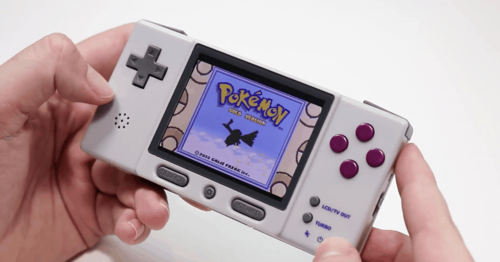 DIGI Retroboy handheld showing Pokemon Gold