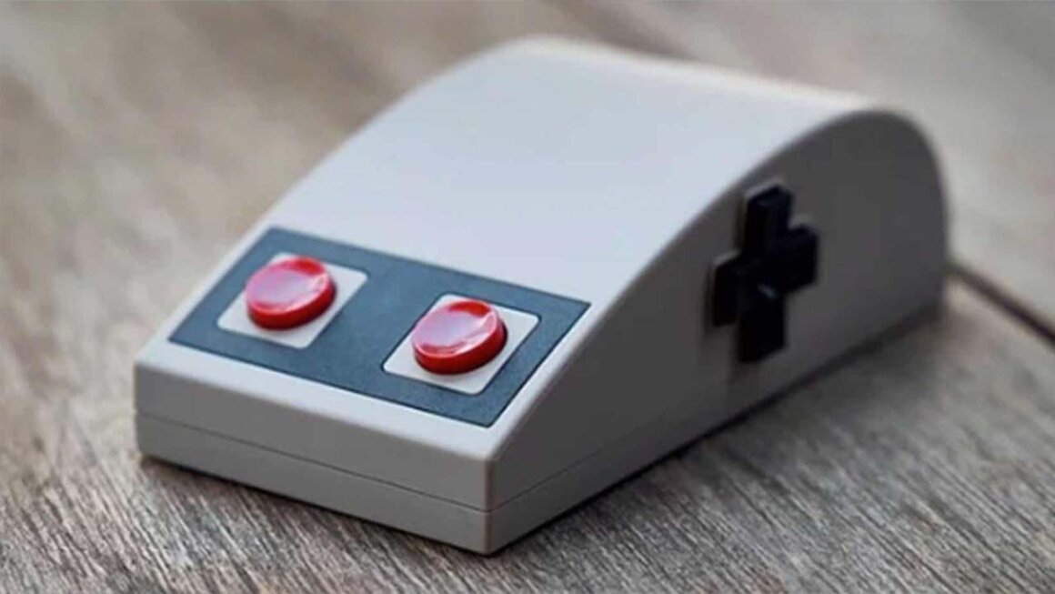 Close up of BBitdo's mouse based on a Nintendo Entertainment System