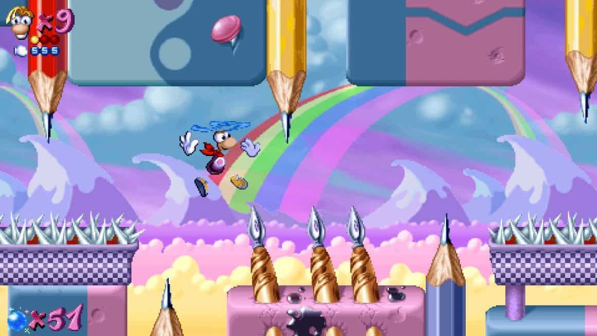 Rayman Redemption - level shot of Rayman hovering
