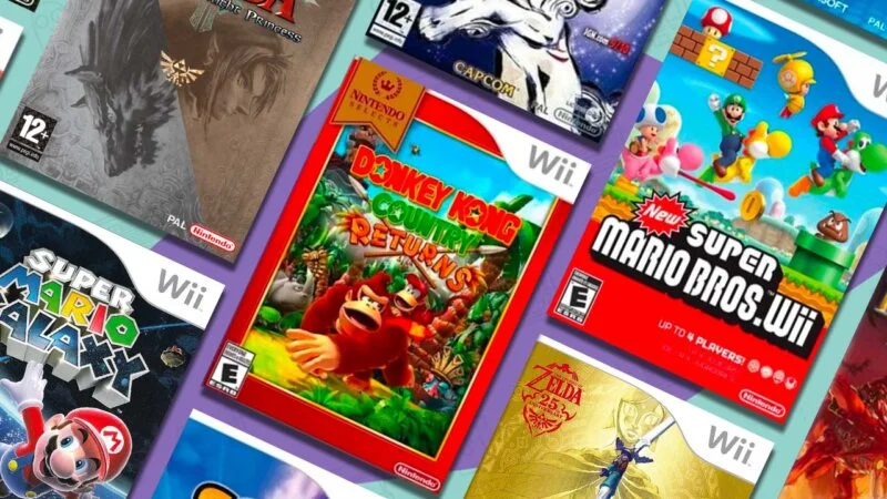 Selection of Wii games on the Retro Dodo background