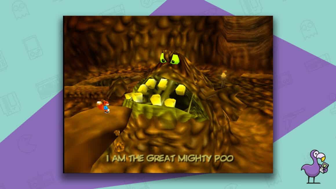 Conker's Bad Fur Day gameplay, with Conker talking to the great mighty Poo