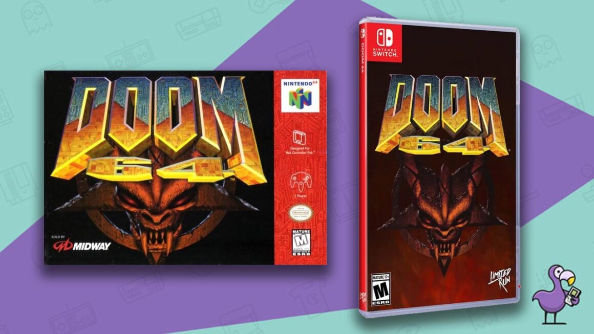 Best Doom Games - Doom 64 Nintendo 64 box and Nintendo Switch case