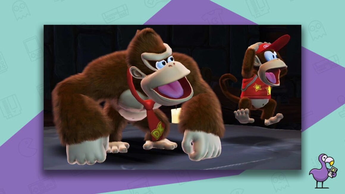 New Donkey Kong game - Donkey and Diddy looking surprised. 