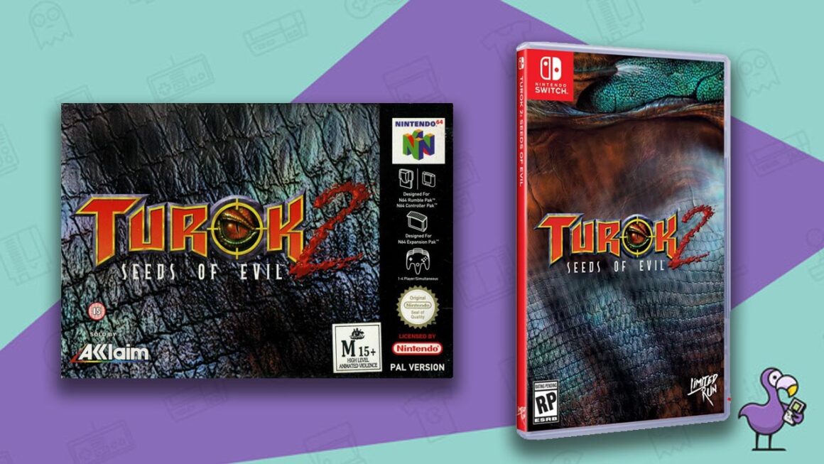 best dinosaur games - Tuork 2 Seeds of Evil game case N64 and Switch