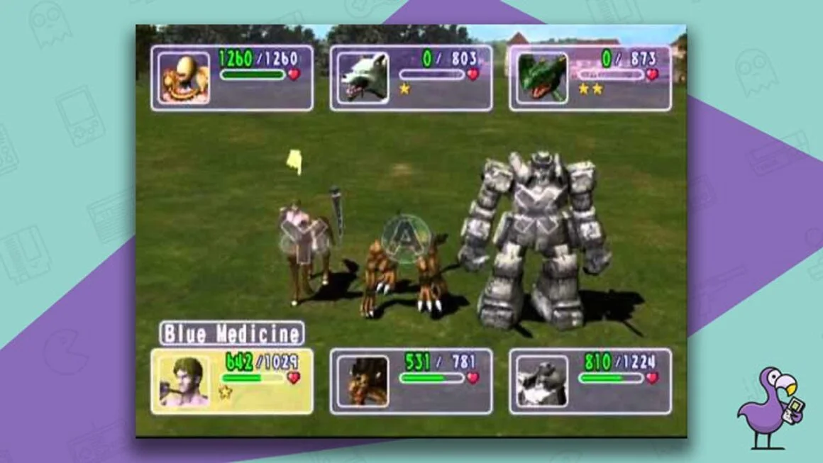 Yu-Gi-Oh: The Falsebound Kingdom gameplay - player selecting monsters by clicking either the Y, a, or X GameCube controller buttons.