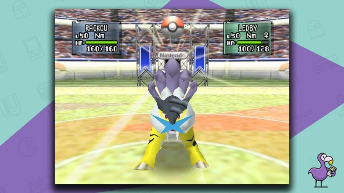 Pokemon Stadium 2 gameplay - Raikou is preparing to attack Ledby