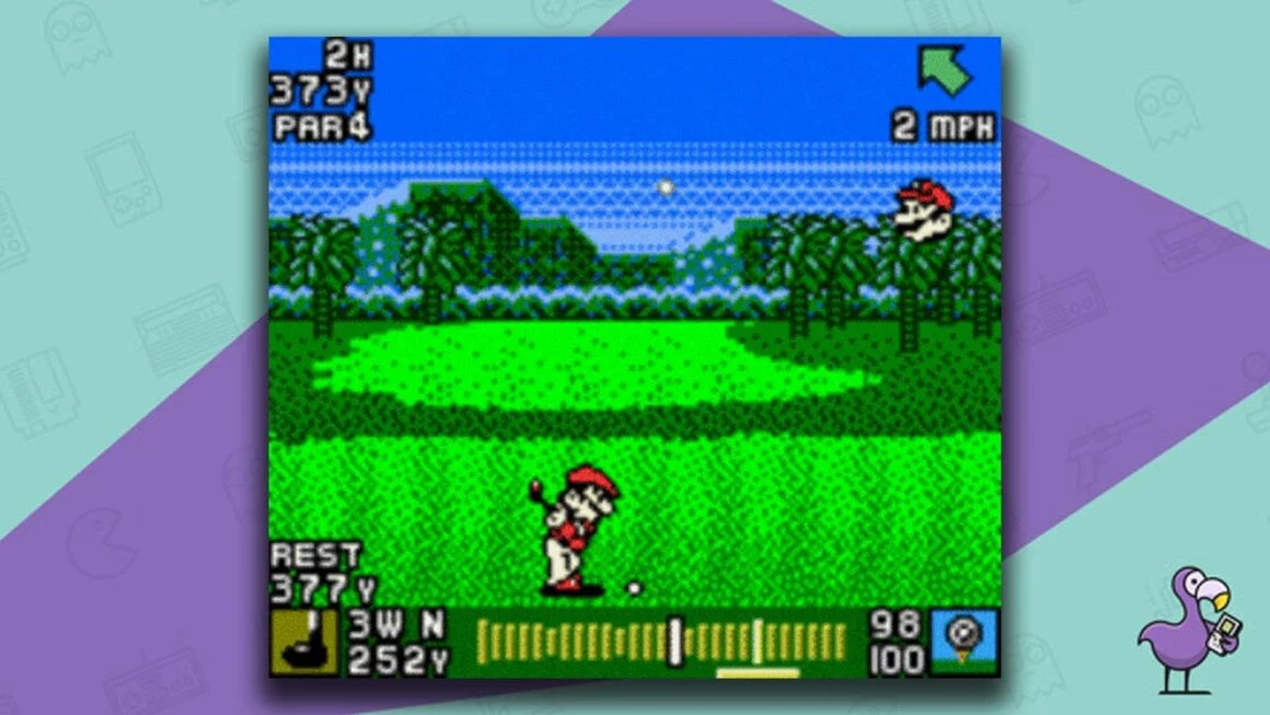 Mario Golf GBC gameplay, with Mario teeing off