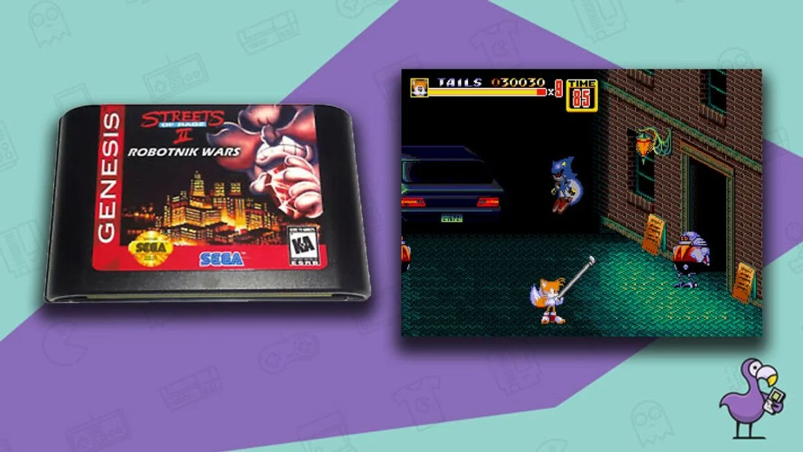 Best Sonic ROM hacks - Streets of Rage 2: Robotnik Wars game cartridge and mod gameplay