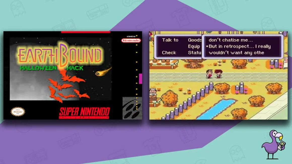 Earthbound - Halloween Hack ROM art and a shot from the gameplay