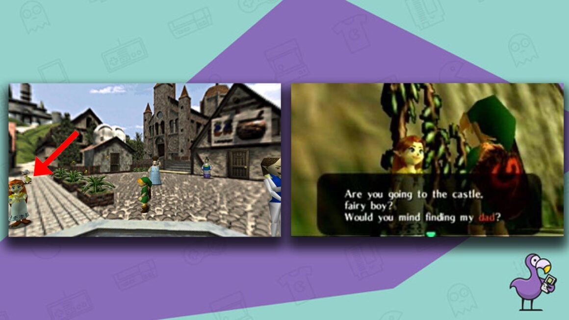 How to get Epona in Zelda Ocarina of Time - Malon locations in Hyrule Castle Town and Hyrule Castle Grounds