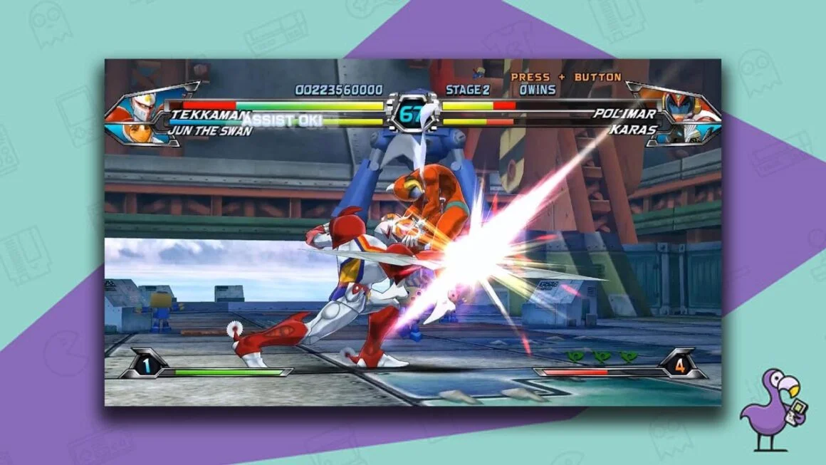 Tatsunoko vs. Capcom: Ultimate All-Stars gameplay, with Tekkaman vs Polimar