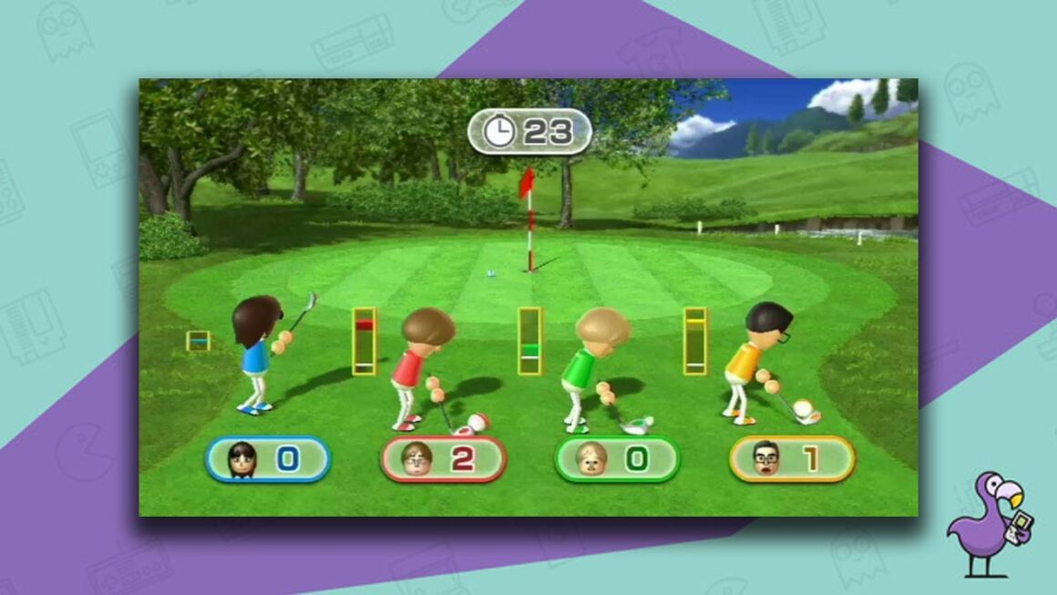 Playing golf in Wii Party gameplay