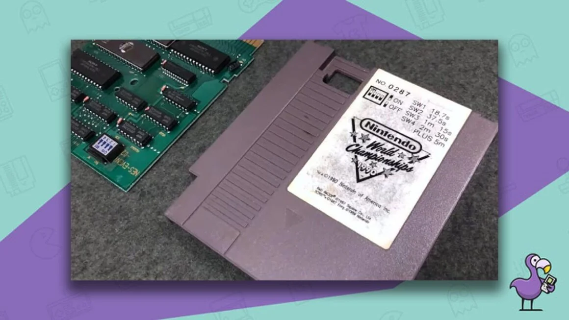 1990 Nintendo World Championships Cart: Grey Edition laid on a table