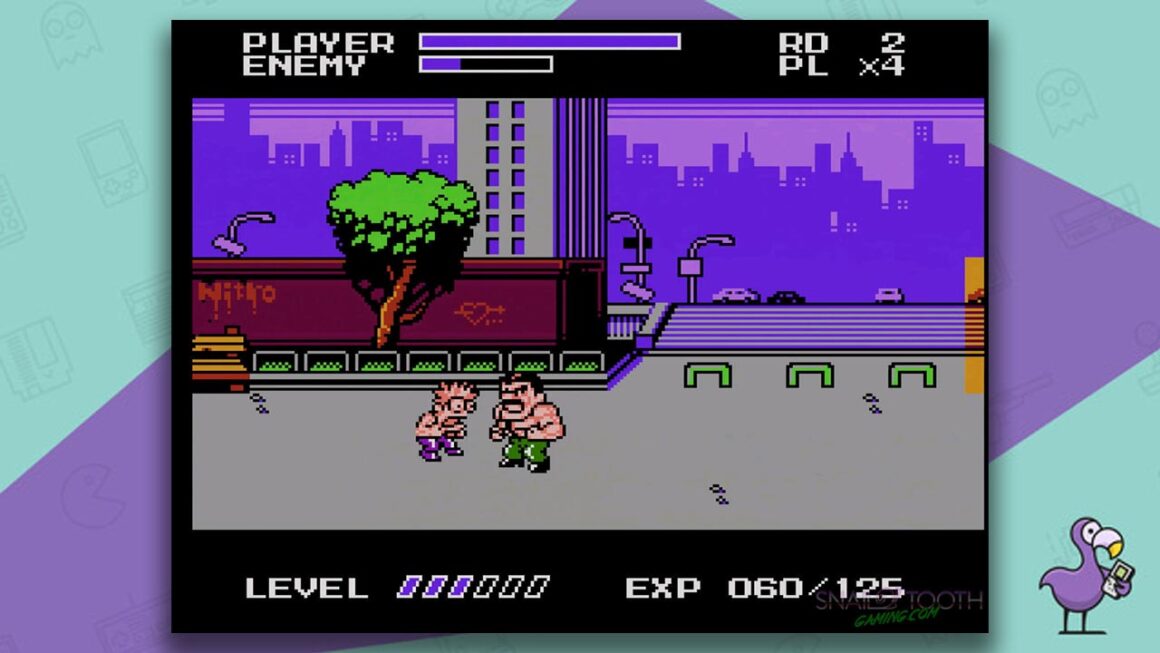 Mighty Final Fight gameplay - two characters fighting in a street setting