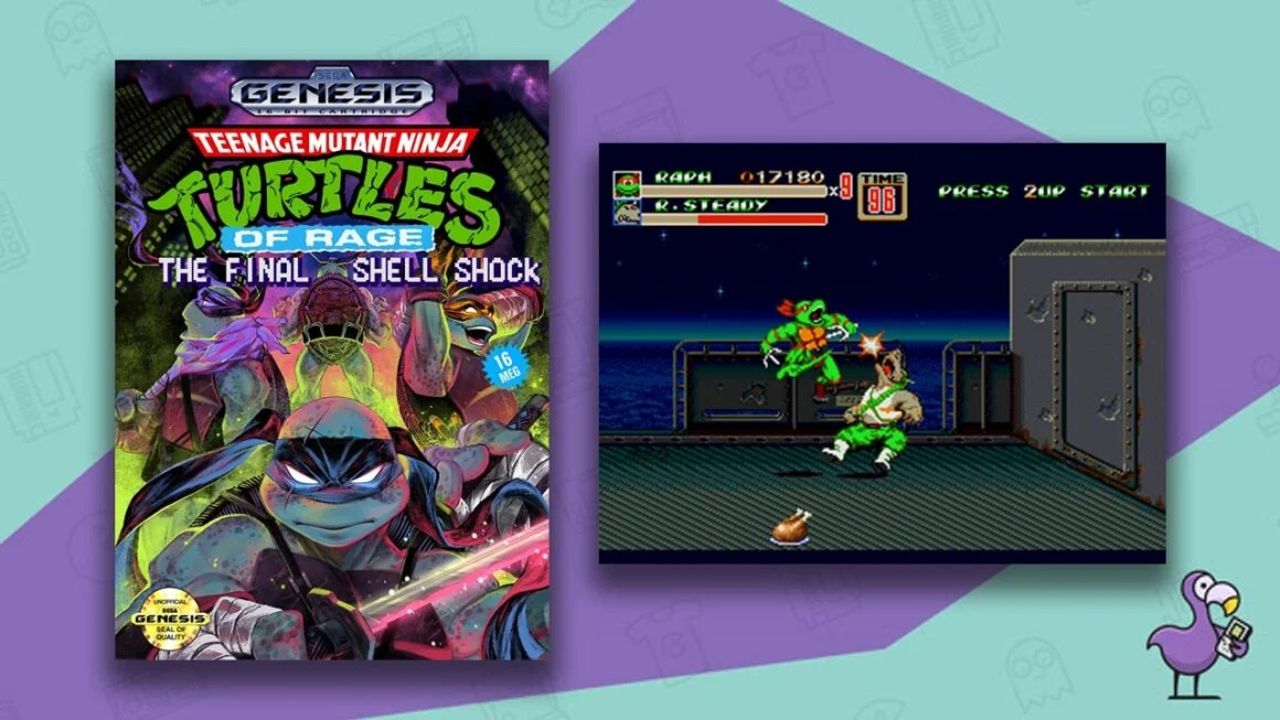 TMNT of Rage: The Final Shell Shock ROM art and gameplay shot