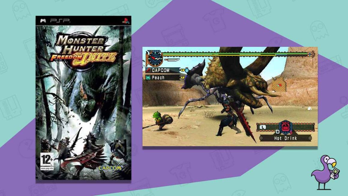 Monster Hunter Freedom Unite game case and gameplay best selling psp games