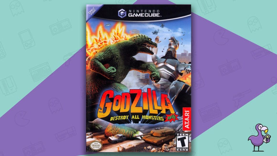 Best Godzilla Games - Godzilla Destroy All Monsters Melee Game Case Covert Art Gamecube