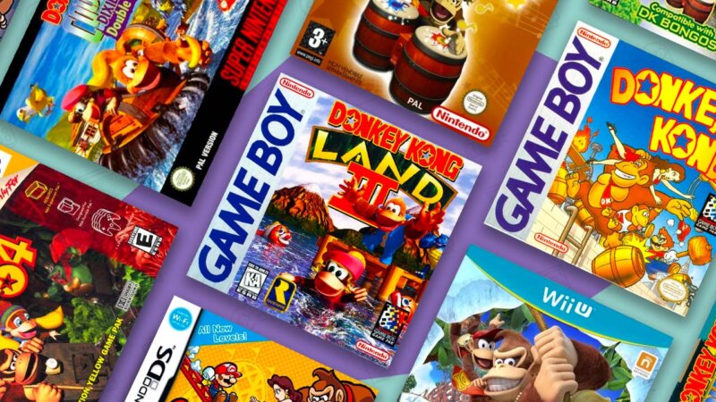 A selection of Donkey Kong games on the Retro Dodo background