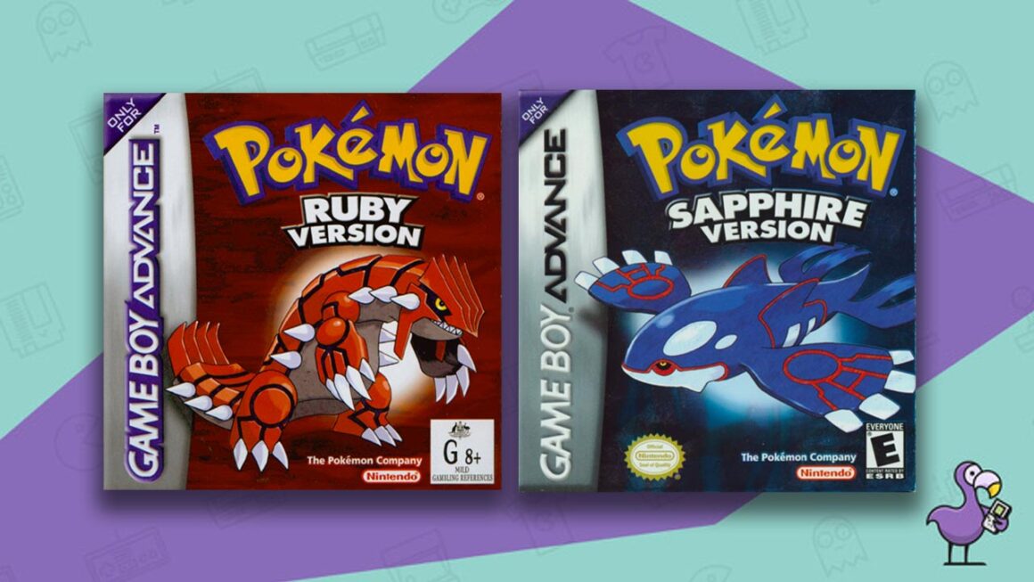 Best selling GBA games - Pokemon Ruby & Sapphire game case cover art