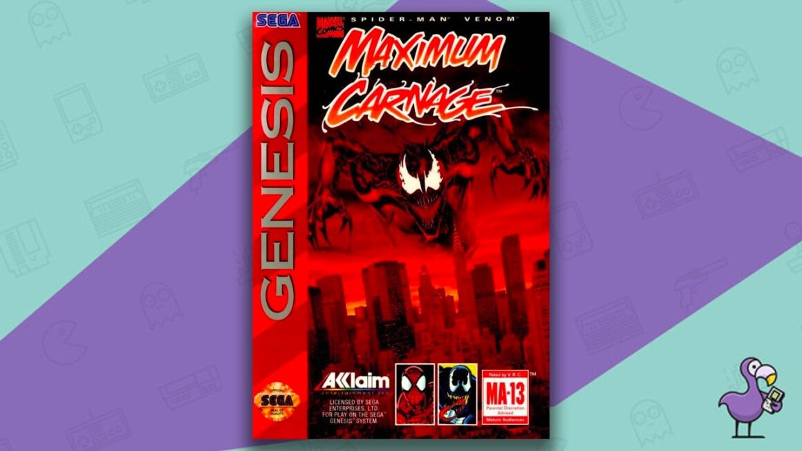 Best beat em up games - Spider-Man & Venom: Maximum Carnage game case cover art Genesis