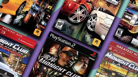 A selection of Midnight Club games on the Retro Dodo background