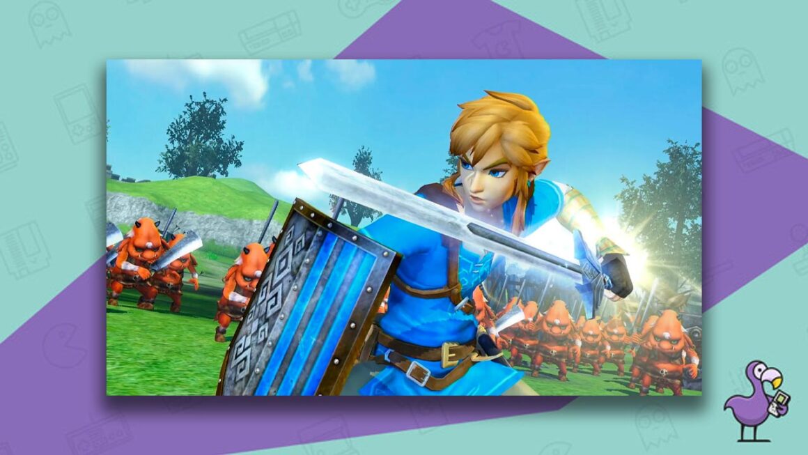 Link charging his sword for an attack in Hyrule Warriors