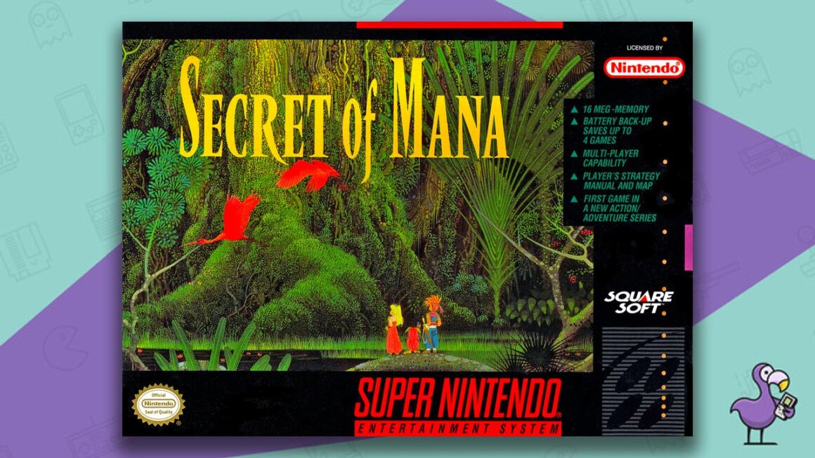 best games like Zelda - Secret of Mana game case cover art SNES