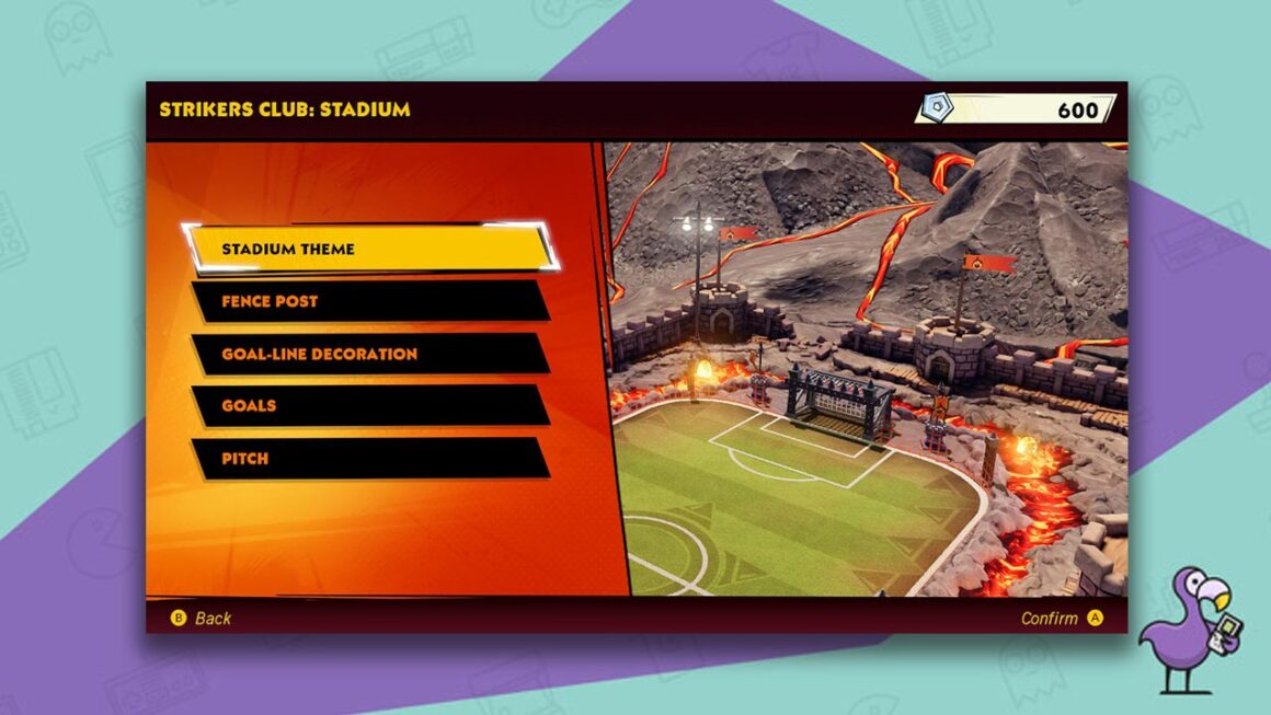 how to use silver tokens in Mario Strikers Battle League! Stadium themes selection screen