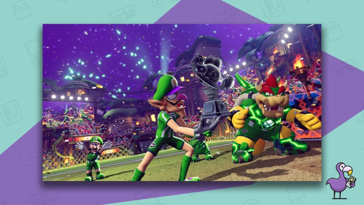 How To Pick The Best Team In Mario Strikers Battle League - Waluigi and co lifting a trophy