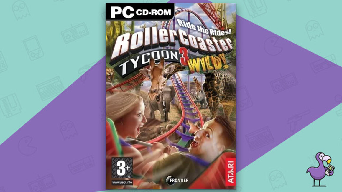 best zoo building games - Roller Coaster Tycoon 3 Wild game case cover art PC