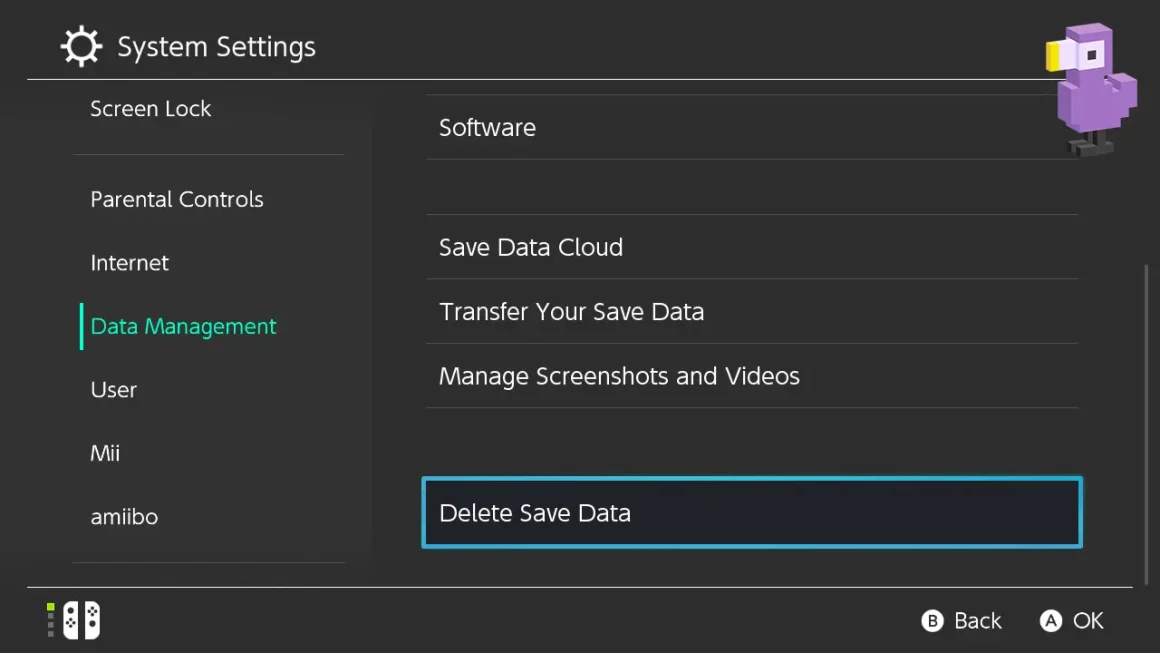delete save data switch