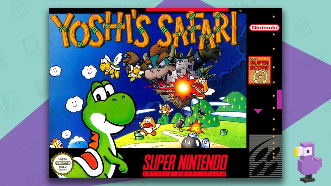 Best Yoshi Games - Yoshi's Safari game case SNES