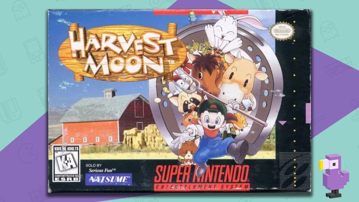 SNES game box for Harvest Moon 