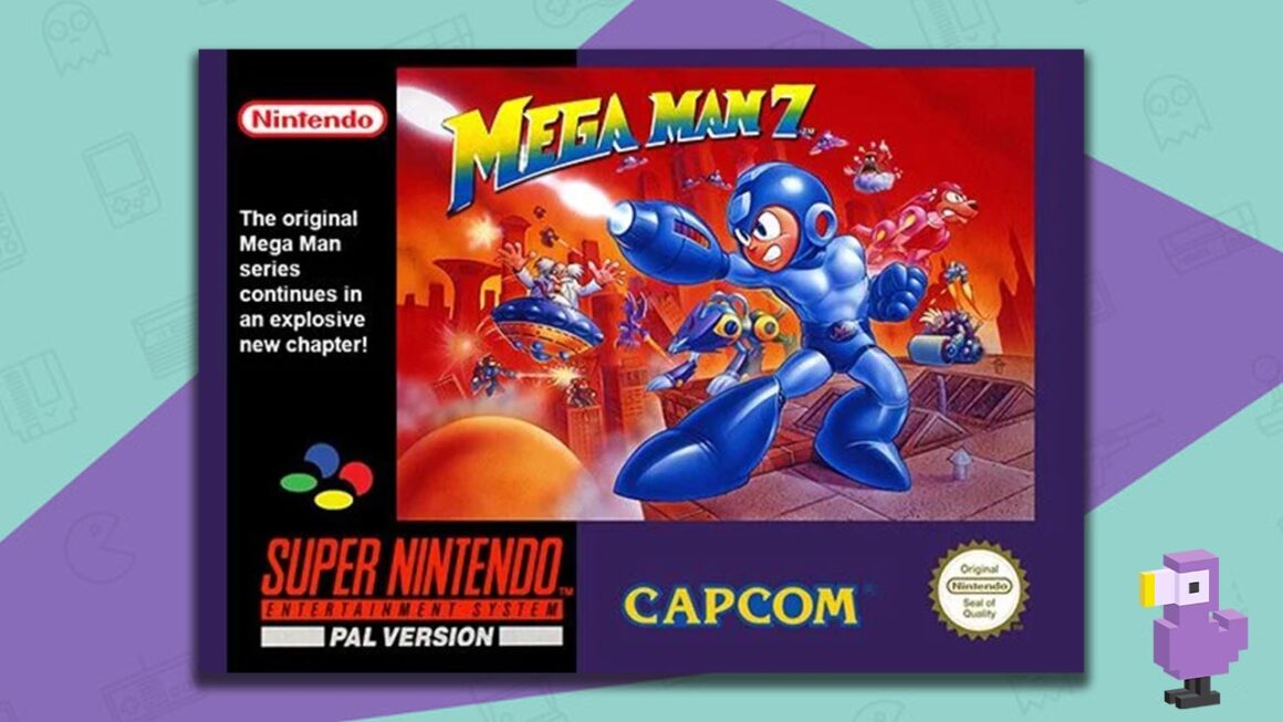 Mega Man 7 game box for the SNES