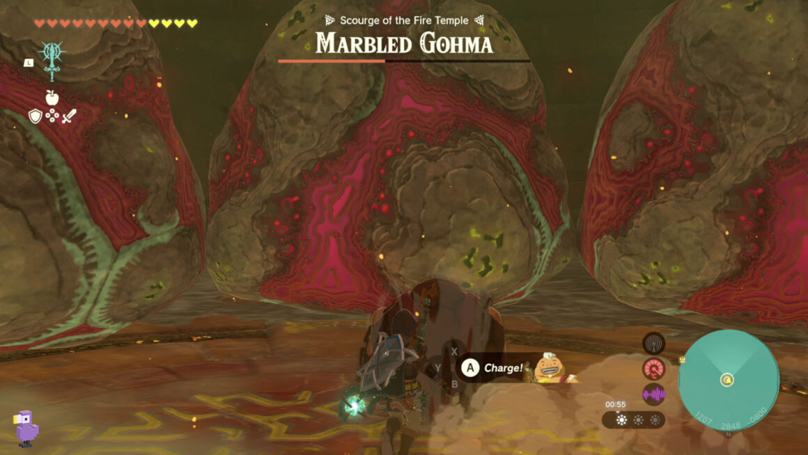 How To Beat Marbled Gohma In Zelda Tears Of The Kingdom exploding boulders