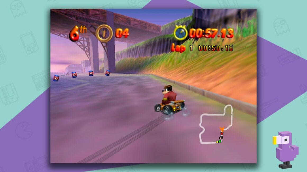 N64 game box showing characters racing on an underpass below a bridge