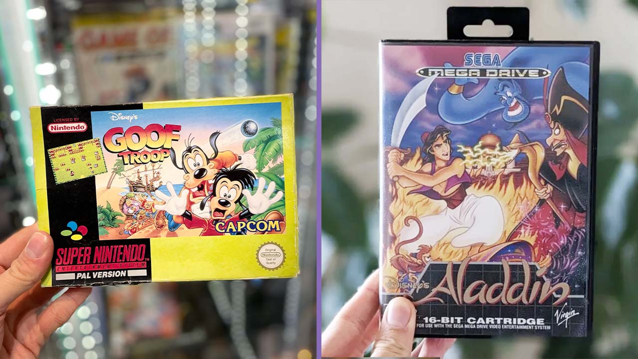 Goof Troop for the SNES (left) and Aladdin for the Mega Drive (right)
