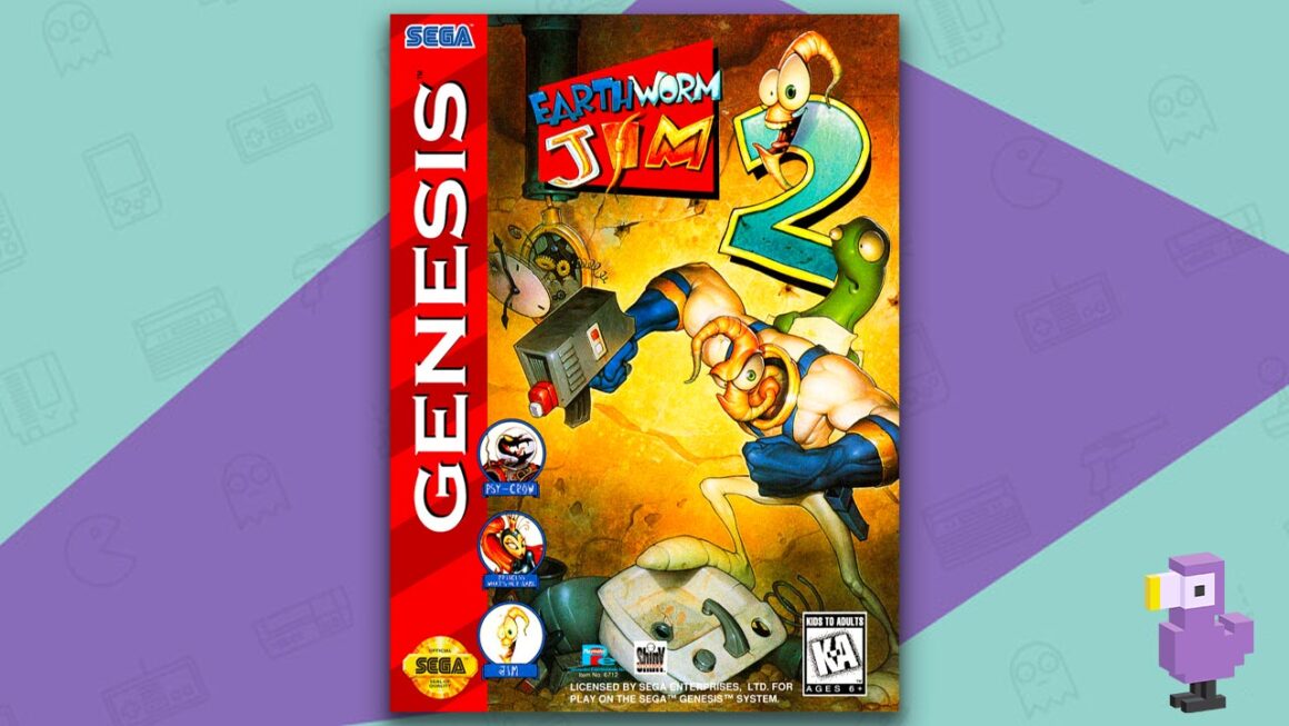 best platform games - Earthworm Jim 2 game case Sega Genesis