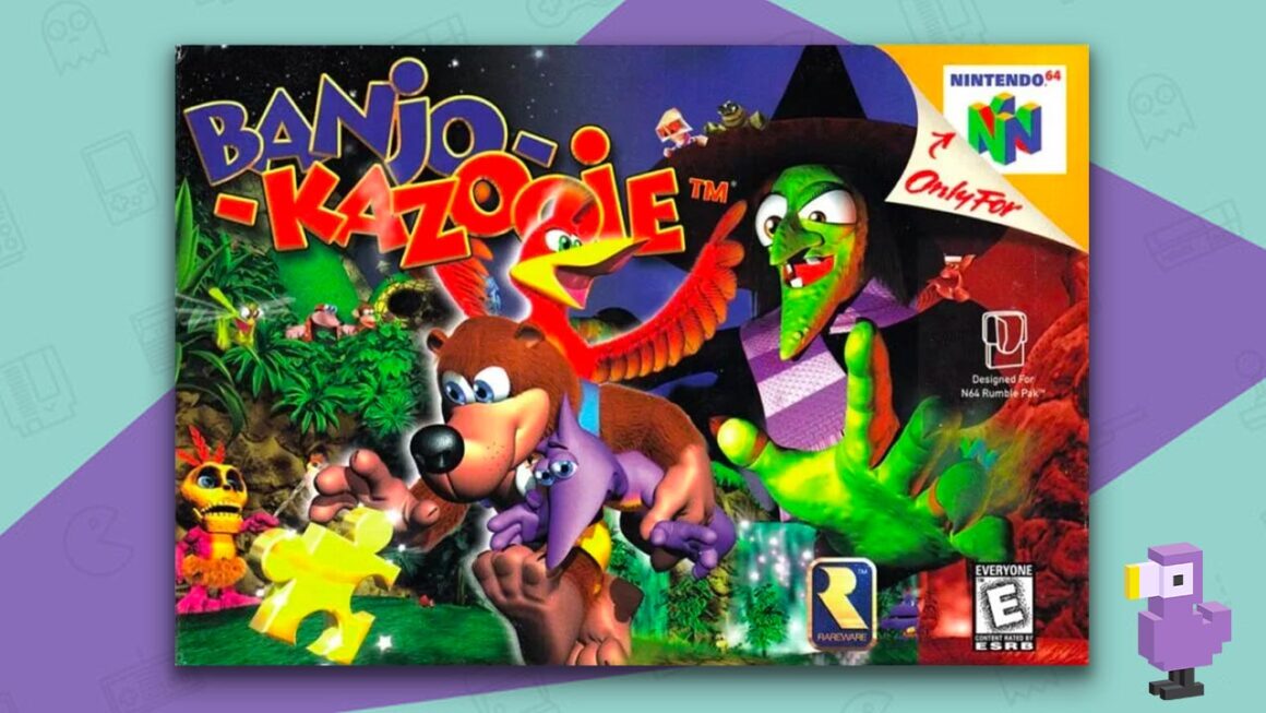 best platform games - Banjo Kazooie Game Case Cover Art N64