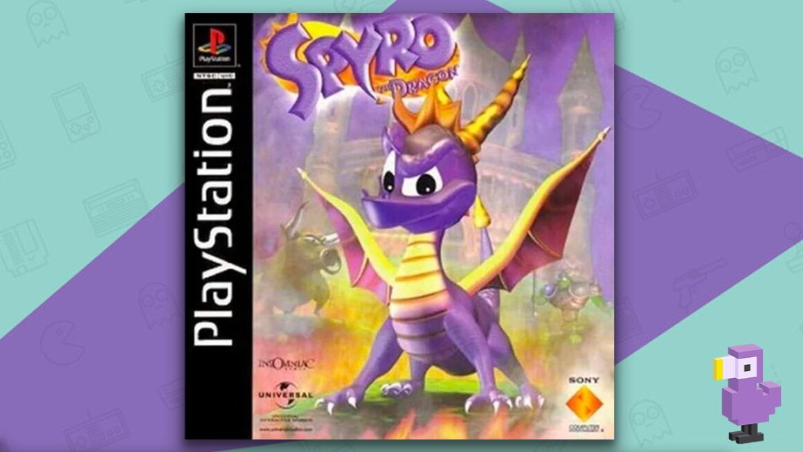 เกมแพลตฟอร์มที่ดีที่สุด - Spyro the Dragon PS1 Case Case Cose Art