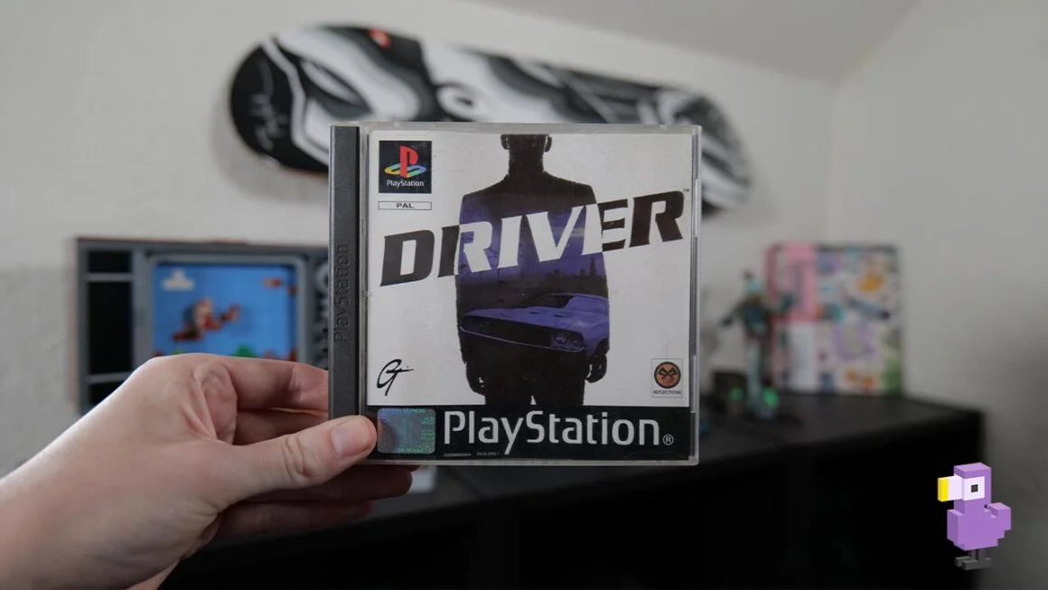 Driver PS1 game case in Rob's home studio