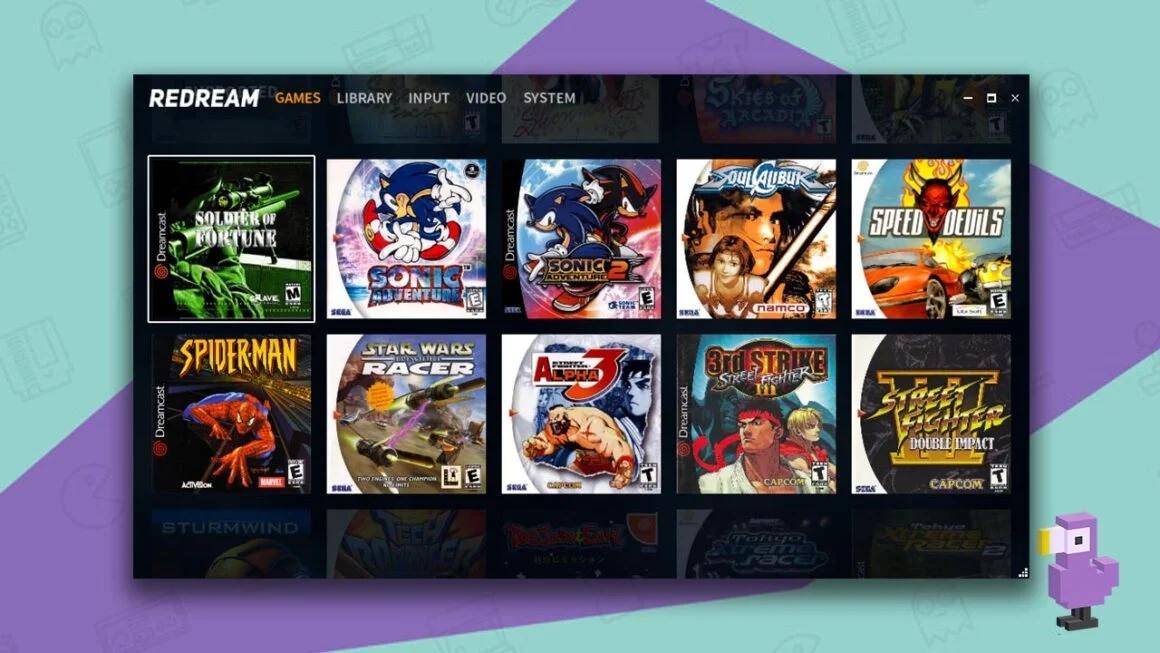 Redream game selection screen showing retro dreamcast games
