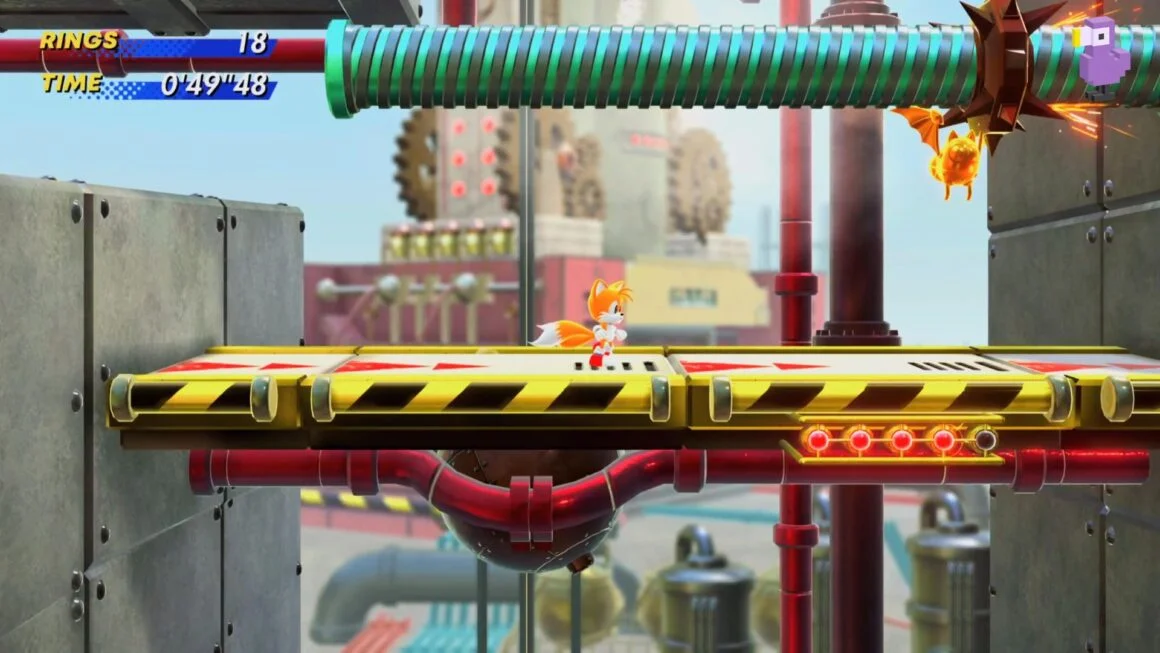 SONIC SUPERSTAR GOLD ENEMY BAT FLYING AROUND A FACTORY