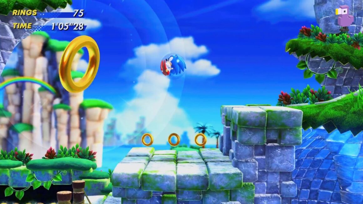 SONIC JUMPING INTO A GIANT RING IN SONIC SUPERSTARS