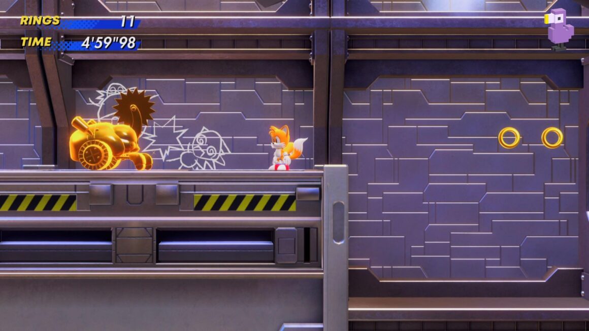 SONIC SUPERSTAR GOLD ENEMY IN AN INDUSTRIAL SPACE STATION