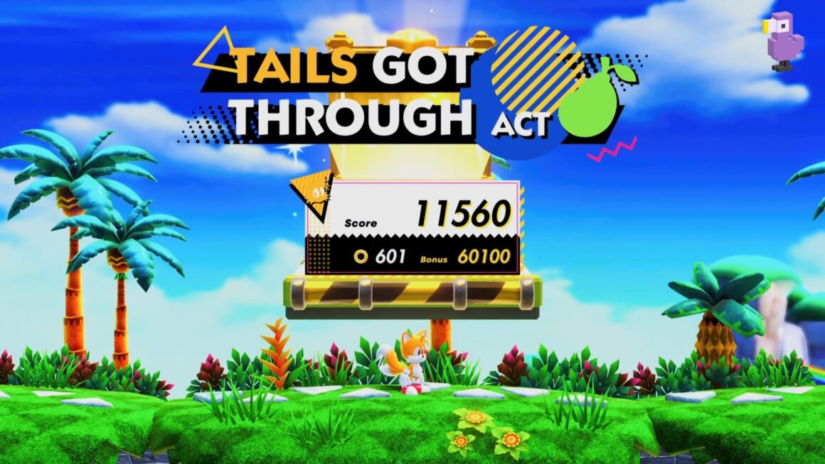 TAILS RESULT SCREEN AT THE END OF ACT FRUIT