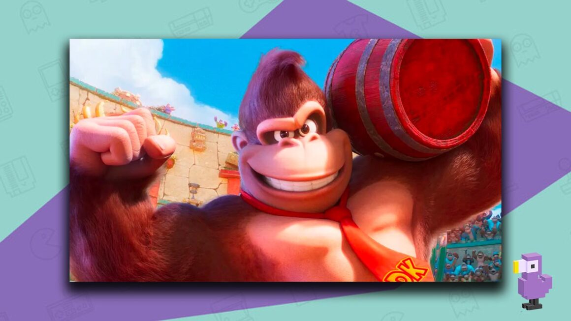 new donkey kong game - dk holding a barrel