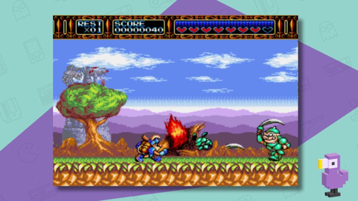 Sparkster attacking an enemy